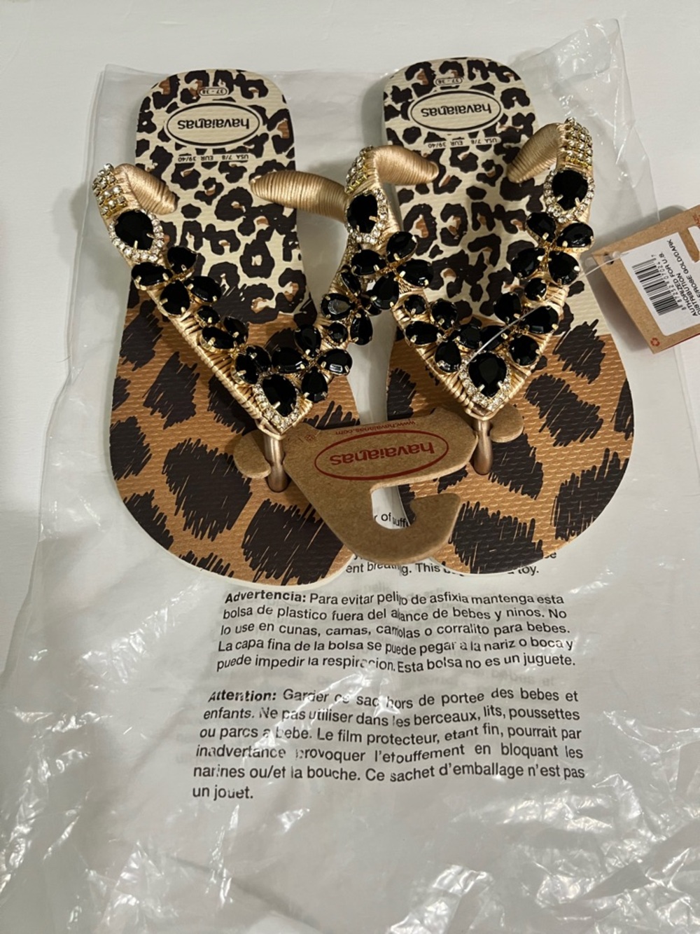 Havaianas (Brazilian Flip-Flops) w/ Fashion Stones Appliqué